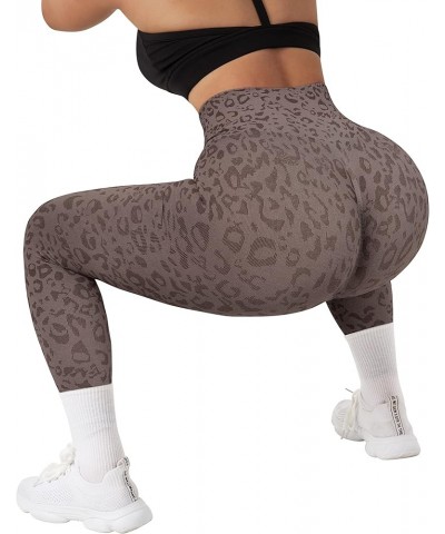 Women Scrunch Butt Lifting Leggings Seamless High Waisted Workout Yoga Pants 814-brown Leopard $9.32 Activewear