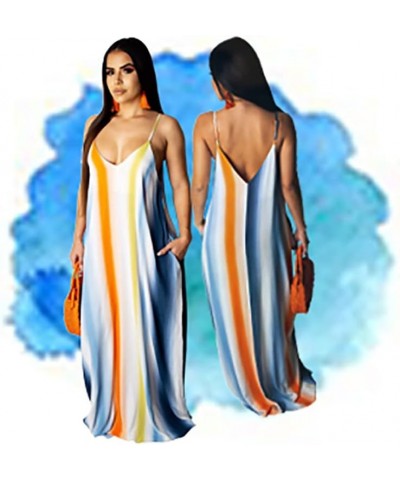 Summer Dresses for Women 2023 Casual Sexy Plus Size Bohemian Floral Beach Sleeveless African Maxi Sundress with Pockets… Mult...