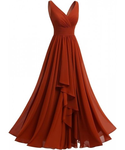 Women‘s V-Neck Bridesmaid Dresses with Slit Long Pleated Chiffon A-Line Formal Party Dresses with Pockets YO002 Coral $21.12 ...