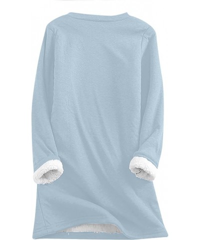 Women's Sherpa Lined Pullover Fleece Crewneck Sweatshirts Cute Winter Warm Fuzzy Sweaters Casual Loungewear F25-light Blue $1...