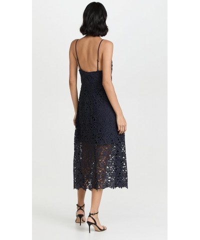 Women's Lace A Line Midi Dress Navy $24.91 Dresses