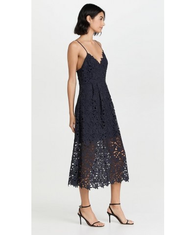 Women's Lace A Line Midi Dress Navy $24.91 Dresses