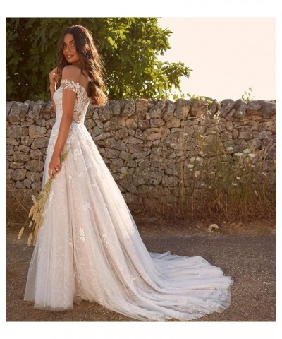 Women's Beach Spaghetti Strap Wedding Dresses for Bride 2024 Boho Long Lace Bridal Gowns for Wedding YMS041 Q-ivory $70.38 Dr...