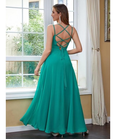 Chiffon Bridesmaid Dresses for Women Long A Line Pleated V Neck Formal Evening Party Gown Navy $35.94 Dresses