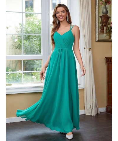 Chiffon Bridesmaid Dresses for Women Long A Line Pleated V Neck Formal Evening Party Gown Navy $35.94 Dresses