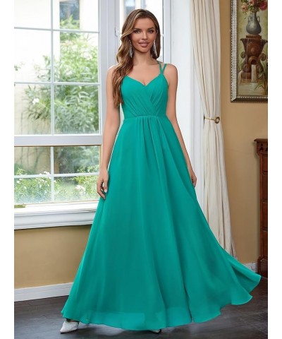 Chiffon Bridesmaid Dresses for Women Long A Line Pleated V Neck Formal Evening Party Gown Navy $35.94 Dresses