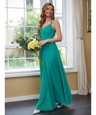 Chiffon Bridesmaid Dresses for Women Long A Line Pleated V Neck Formal Evening Party Gown Navy $35.94 Dresses