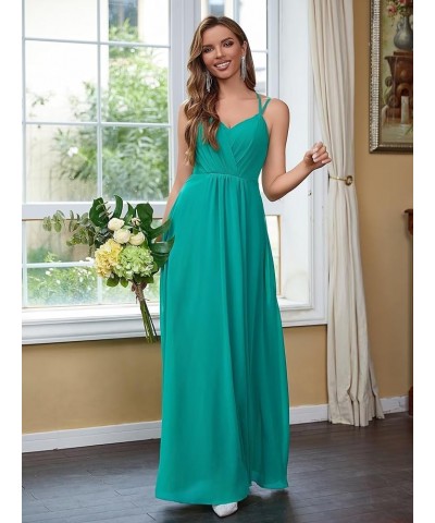 Chiffon Bridesmaid Dresses for Women Long A Line Pleated V Neck Formal Evening Party Gown Navy $35.94 Dresses