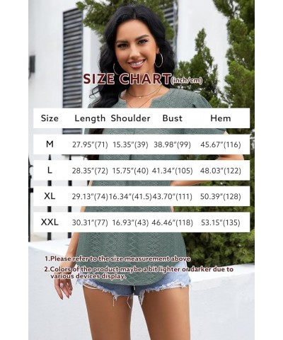 Women Summer Casual Short Sleeve T-Shirts V Neck Tops Short Sleeve Loose Fit Tunic Blouses T-green $11.76 Tops