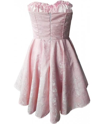 Women's Gothic Lolita Mini Dresses Vintage Punk Puff Sleeve A Line Swing Short Goth Dress Z-strapless-pink $11.99 Dresses