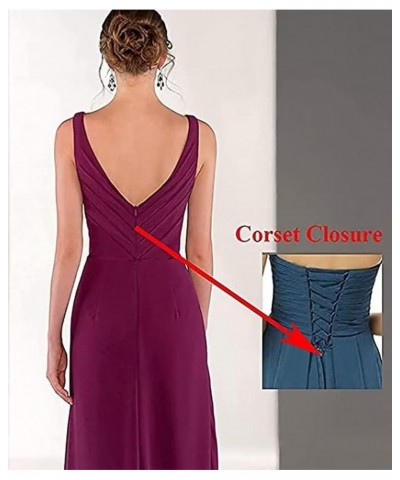 V Neck Bridesmaid Dresses Long with Slit for Women Ruched Chiffon Formal Evening Gowns Aqua $30.79 Dresses