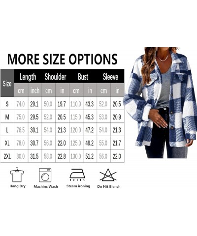 Women’s Fuzzy Fleece Sherpa Jacket Plaid Shirt Long Sleeve Button Up Flannel Cardigan Utility Lightweight Jackets Pink Plaid ...