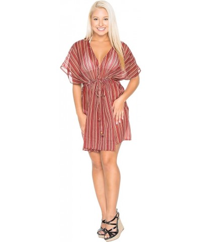 Women's Bathing Suit Cover-up Casual Dress for Women,1 Maroon, Stripes $23.51 Swimsuits