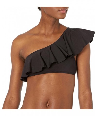 Women's Standard Atlas One Shoulder Ruffle Bandeau Black $26.84 Swimsuits