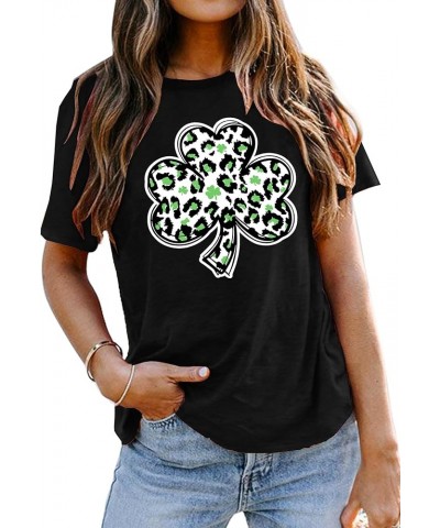 Womens St Patrick's Day Shirts Lucky Shamrock Graphic Tee Shirt Lucky St Patricks Day T Shirt Green Irish Tops Clover-black1 ...