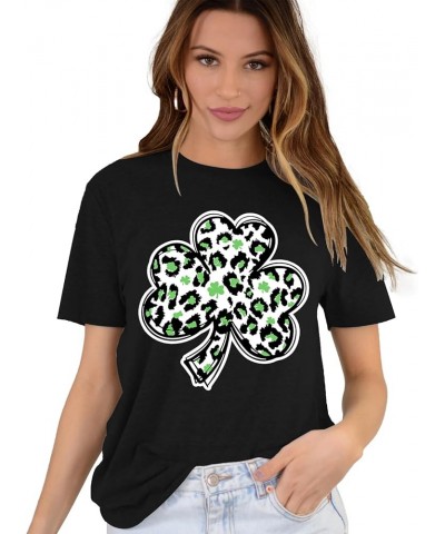 Womens St Patrick's Day Shirts Lucky Shamrock Graphic Tee Shirt Lucky St Patricks Day T Shirt Green Irish Tops Clover-black1 ...