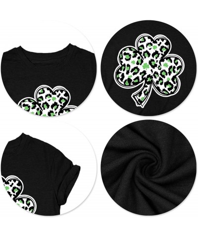 Womens St Patrick's Day Shirts Lucky Shamrock Graphic Tee Shirt Lucky St Patricks Day T Shirt Green Irish Tops Clover-black1 ...