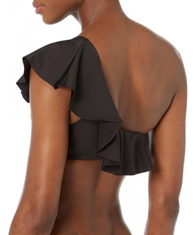 Women's Standard Atlas One Shoulder Ruffle Bandeau Black $26.84 Swimsuits