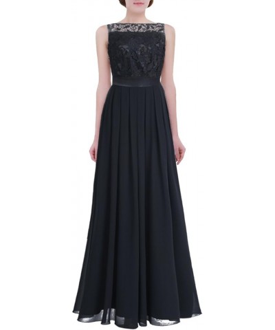 Women's Crochet Floral Lace Wedding Bridesmaid Dress Chiffon Maxi Long Evening Gowns Black $13.20 Dresses