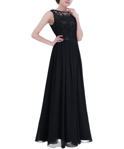 Women's Crochet Floral Lace Wedding Bridesmaid Dress Chiffon Maxi Long Evening Gowns Black $13.20 Dresses