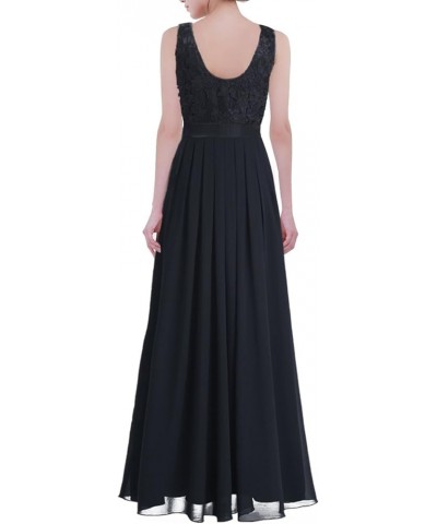 Women's Crochet Floral Lace Wedding Bridesmaid Dress Chiffon Maxi Long Evening Gowns Black $13.20 Dresses