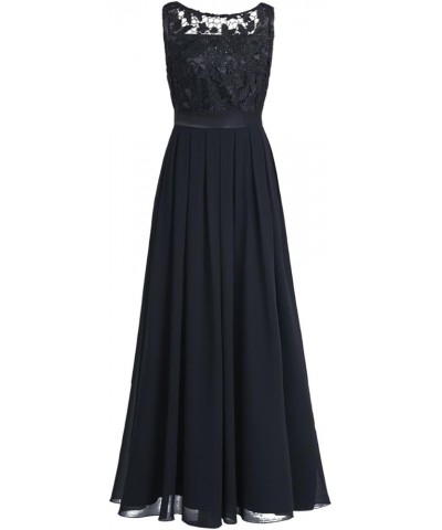 Women's Crochet Floral Lace Wedding Bridesmaid Dress Chiffon Maxi Long Evening Gowns Black $13.20 Dresses