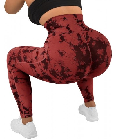 Women Corset High Waisted Leggings with Pockets Tummy Control Body Shaper Yoga Pants 1 Red Tie-dye $17.22 Activewear