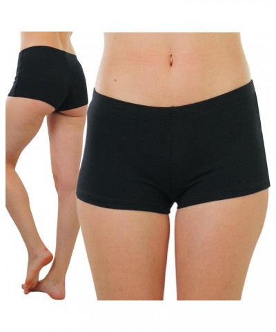 Women's Wide Waistband Rollover Yoga Shorts Classic - Black $6.86 Activewear