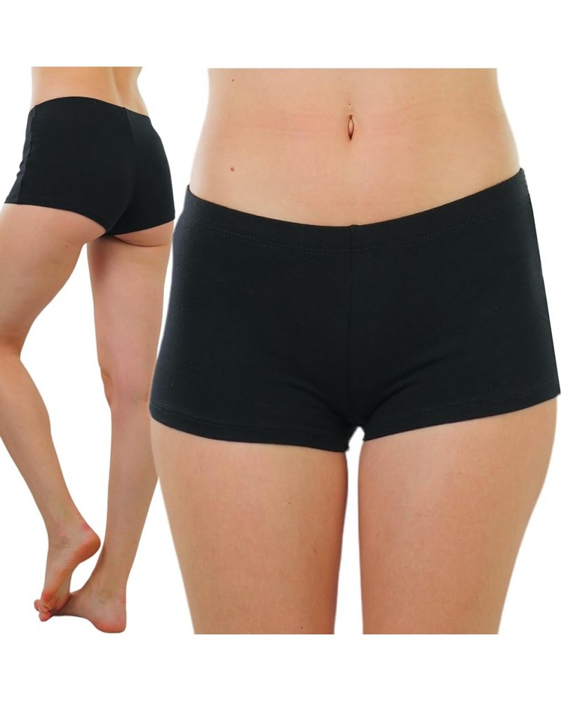 Women's Wide Waistband Rollover Yoga Shorts Classic - Black $6.86 Activewear