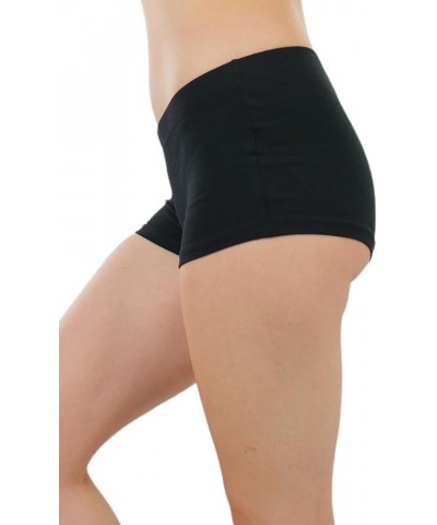 Women's Wide Waistband Rollover Yoga Shorts Classic - Black $6.86 Activewear