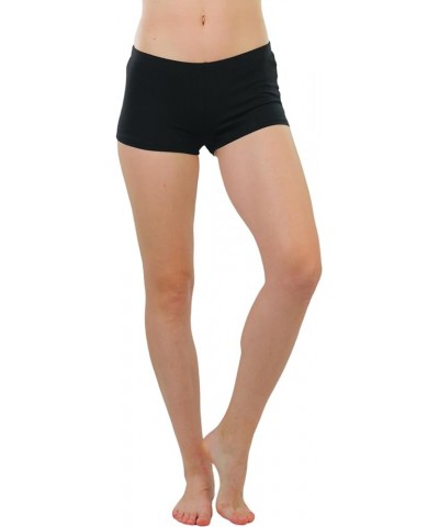 Women's Wide Waistband Rollover Yoga Shorts Classic - Black $6.86 Activewear