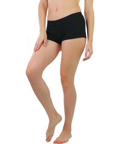 Women's Wide Waistband Rollover Yoga Shorts Classic - Black $6.86 Activewear