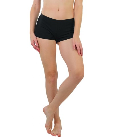 Women's Wide Waistband Rollover Yoga Shorts Classic - Black $6.86 Activewear