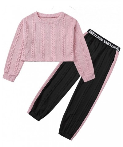 Girls 2 Piece Outfits Cute Fall Winter Clothing Sets, 4T-14 Years B Pink Black Knitted $7.64 Pants