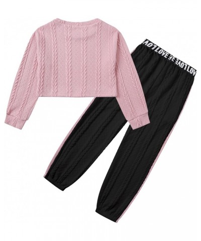 Girls 2 Piece Outfits Cute Fall Winter Clothing Sets, 4T-14 Years B Pink Black Knitted $7.64 Pants