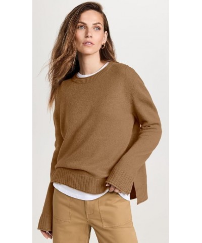 Women's Casual Long Sleeve Crew Neck Loose Knit Pullover Sweater Jumper Top 27brown $20.51 Sweaters