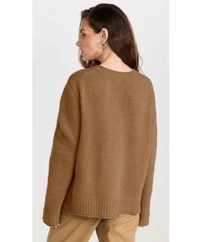 Women's Casual Long Sleeve Crew Neck Loose Knit Pullover Sweater Jumper Top 27brown $20.51 Sweaters