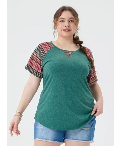 Plus Size Tops for Women Short Sleeve Shirt Summer Star/Leopard/Tie Dye/Flower Crewneck Pullover Tunic XL-5XL A896-green $14....