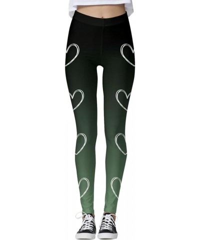 Holiday Printed Leggings Slim Tummy Control Summer Outfits High Waisted Green Pants for Running Cycling Yoga B1-ag $8.52 Acti...