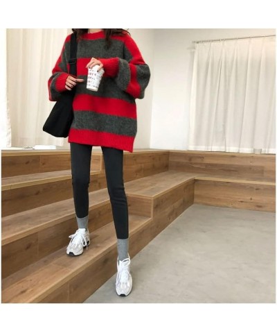 Grunge Striped Sweater Y2K Hip Hop Knit Pullover Fairycore Gothic Streetwear Punk Vintage Oversized Aesthetic Clothes Red $16...