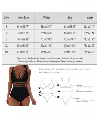 Swimsuit for Women One Piece Tummy Control V-Neck Mesh Ruched Bathing Suits High Waisted Beach Swimwear for Women Army Green ...