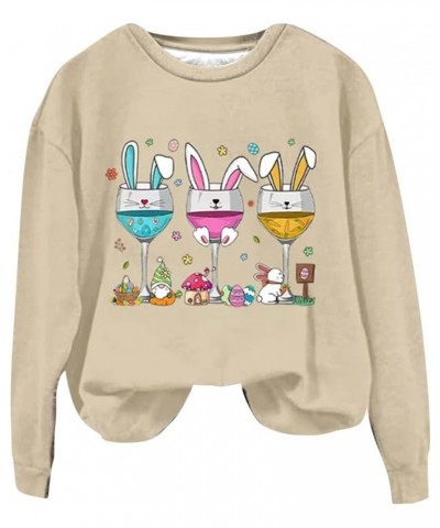 Easter Bunny Sweatshirts For Women Cute Rabbit Print Tunic Tops Fashion Crewneck Pullover Long Sleeve Shirts Casual Blouses A...