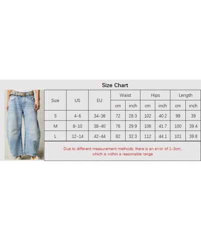 Women Loose Cropped Jeans Midi Waist Baggy Barrel Jeans Vintage Boyfriend Tapered Denim Pants A12 Light Blue $18.48 Jeans