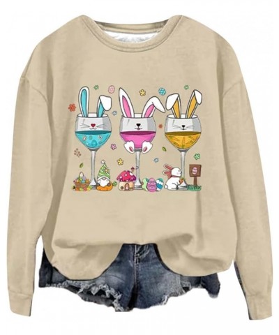 Easter Bunny Sweatshirts For Women Cute Rabbit Print Tunic Tops Fashion Crewneck Pullover Long Sleeve Shirts Casual Blouses A...