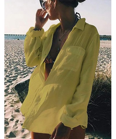 Long Sleeve Shirt Bathing Suit Cover Up for Women Swimsuit Cover Ups Beach Dress F-ginger $18.55 Swimsuits