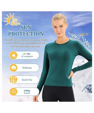 Womens Thermal Shirts Fleece Lined Winter Base Layer Top UPF 50+ Long Sleeve Compression Shirts,Moisture Wicking 534-dark Cya...