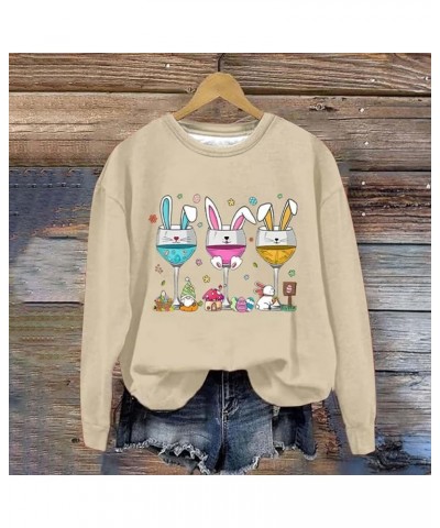 Easter Bunny Sweatshirts For Women Cute Rabbit Print Tunic Tops Fashion Crewneck Pullover Long Sleeve Shirts Casual Blouses A...