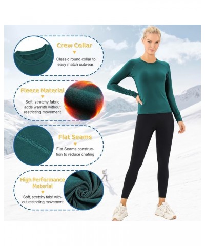 Womens Thermal Shirts Fleece Lined Winter Base Layer Top UPF 50+ Long Sleeve Compression Shirts,Moisture Wicking 534-dark Cya...