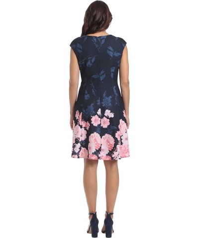 Women's Perfect Versatile Scuba Crepe Fit & Flare Dress Event Guest of Occasion Office Career Navy/Blush $19.46 Dresses