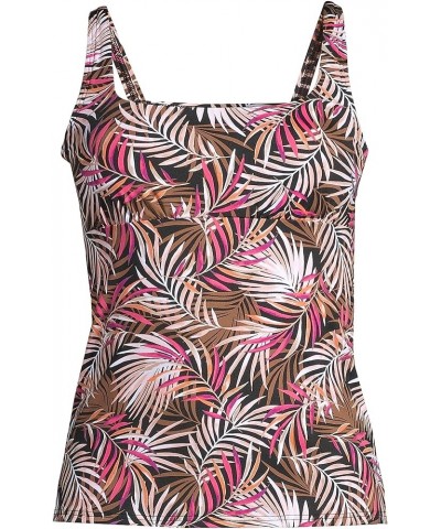 Women's Square Neck Underwire Tankini Top Swimsuit Adjustable Straps Black Multi Palm $29.19 Swimsuits